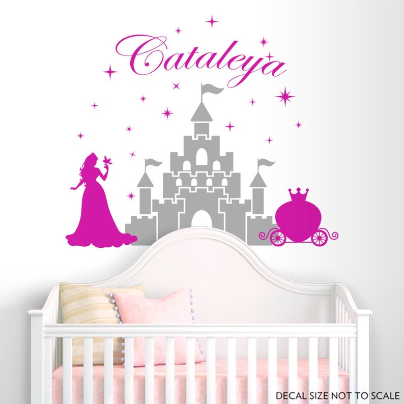 Princess Wall Decal Girl Name Castle Disney Baby Nursery