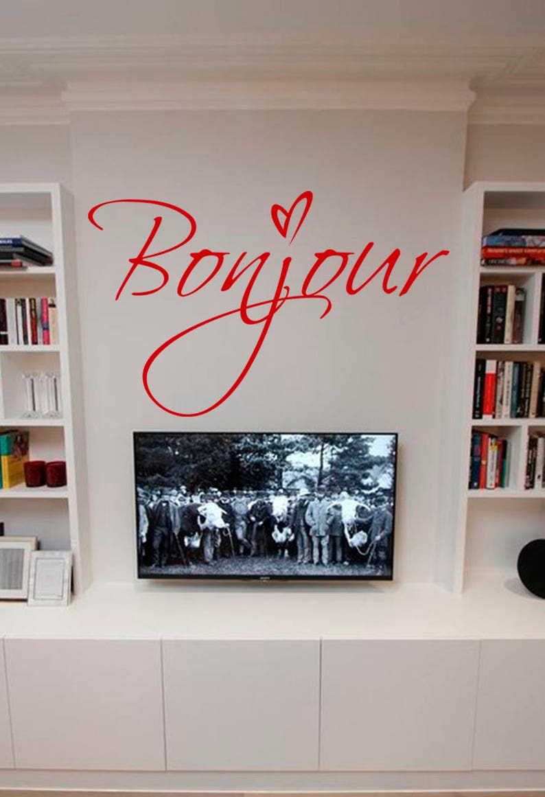 Bonjour wall decals-Welcome vinyl decals Door Vinyl decal-Bonjour wall stickers-Paris vinyl decals-Welcome wall decal-Welcome sign