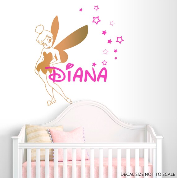 Tinkerbell Decal Personalized Name Decal Disney Wall Decal Fairy Wall Decal Baby Girl Nursery Vinyl Nursery Wall Decor Baby Girl
