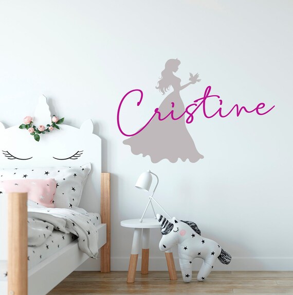 Princess Wall Decal Girl Name Wall Decal Nursery Wall Decal Disney Wall Decal Baby Girl Name Room Decal Disney Princess Vinyl Decals