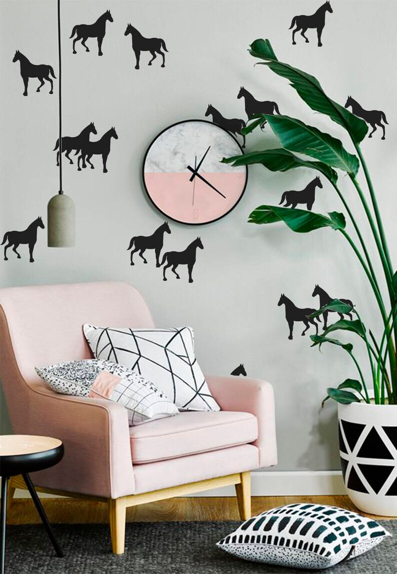 Horses Wall Decals Pattern Vinyl Decal Nursery Dorm Animal Sticker Kids Room Stickers