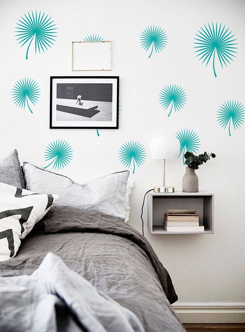 Flower Wall Decals Modern Leaves Vinyl Decals Leaves Wall Decals Tropical Leaf Wall Sticker Leaf Vinyl Wall Decals Dorm Decals Nursery Decal Wall Decals Murals Home Living Vadel Com