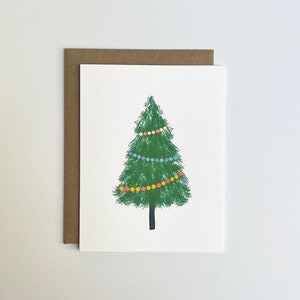 Happy Christmas Card • Handmade Card • Christmas Tree Illustration • Joyful Christmas • Eco Conscious Christmas Card  • Unique Holiday Card