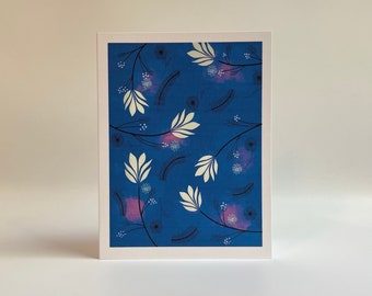 Winter Note Card • Seasonal Greetings For Family, Friends And Community • Winter Artwork With Floral Illustrations