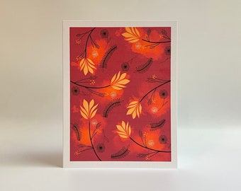 Fall Note Card • Seasonal Greetings For Family, Friends And Community • Fall Artwork With Floral Illustrations • Give Thanks