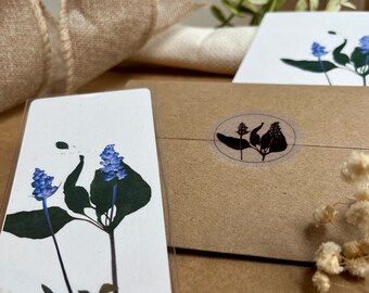 Pressed Flowers Note Card + Custom Bookmark | Thinking Of You Gift | Pressed Flower Art | Booktrovert | Bestfriend Gift | Teacher Gift Box