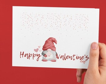 Gnome Valentine's day Cards with Fun Coloring Sheet and Confetti | Classroom Valentines With cute gift | Ready to gift