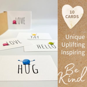10 Day Challenge Spread Kindness Cards Pocket Hug, Hello, Yay and Love Spread Joy Mini Card Set Kindness Sticker Set Optional image 1