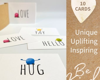 10 Day Challenge • Spread Kindness Cards • Pocket Hug, Hello, Yay and Love • Spread Joy Mini Card Set • Kindness Sticker Set Optional