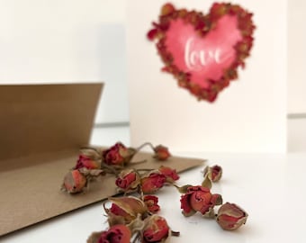 Scented Petals Valentine Card  • Unique Handmade Floral Design • Special Gift For Her • Made With Real Dried Flowers And Essential Oils