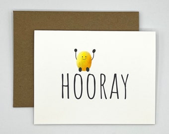 Hooray Blib Card + Confetti • Happy Birthday • Eco Concious Greeting Card • Hand Illustrated Card • Celebrations