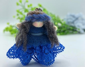Forest fairy doll | Blue felt mini doll | Handmade fairy miniature | Felt fairy | Wool doll | Small felt fairy | Nature inspired