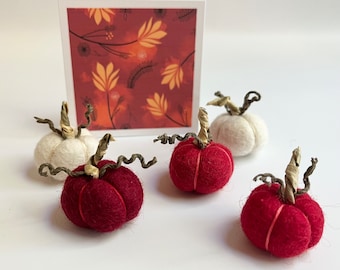 Fall Wedding Favor • Felt Mini Pumpkin With Floral Mini Tag And Cotton Gift Bag • Fall Wedding Decor