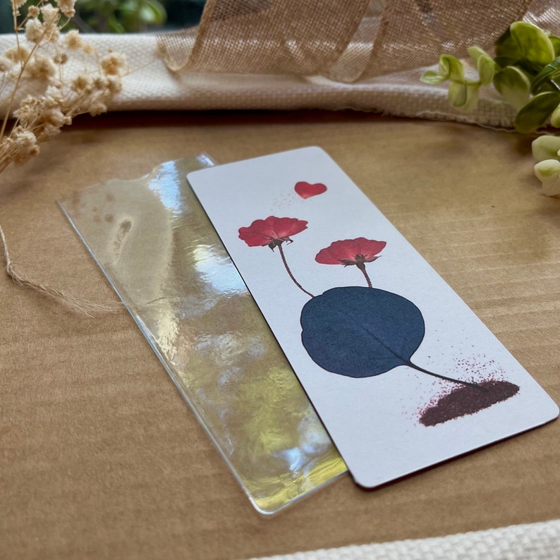Note Card Bookmark Pressed Rose Flower Bookmark With Note Card: Recycled Paper Gift Set - Etsy