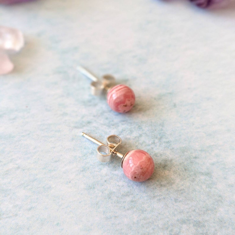 Drop Stud Earrings Rhodochrosite – Twigs & Stones main image 0