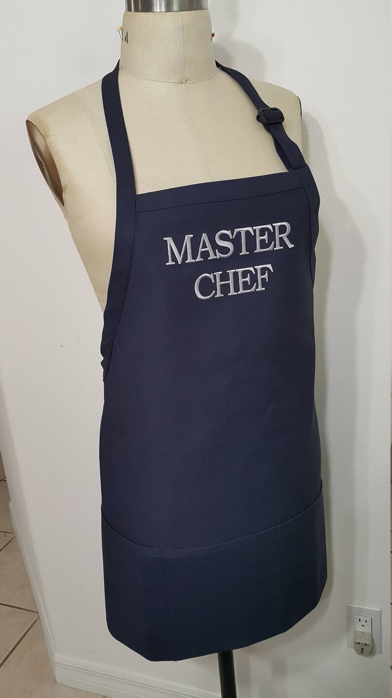 Master Chef Personalized Apron / Navy XL Apron / Mens Plus Etsy