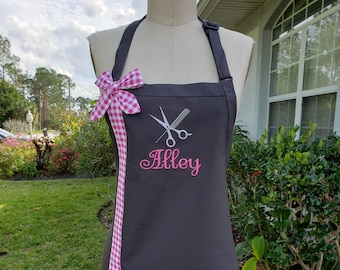 hair stylist apron, gift for hairdresser, beauty salon, XL personalized hairstylist apron,Big cosmetologist apron, custom barber apron