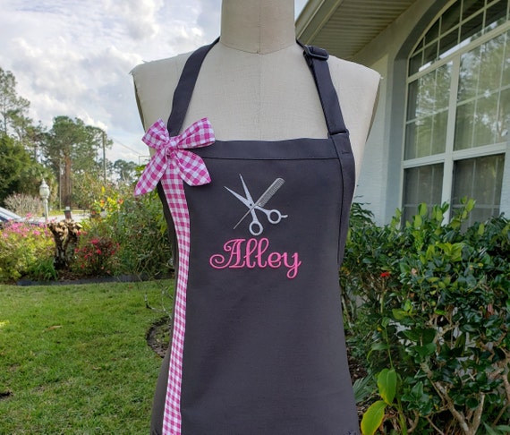 hair stylist apron, gift for hairdresser, beauty salon, XL personalized hairstylist apron,Big cosmetologist apron, custom barber apron