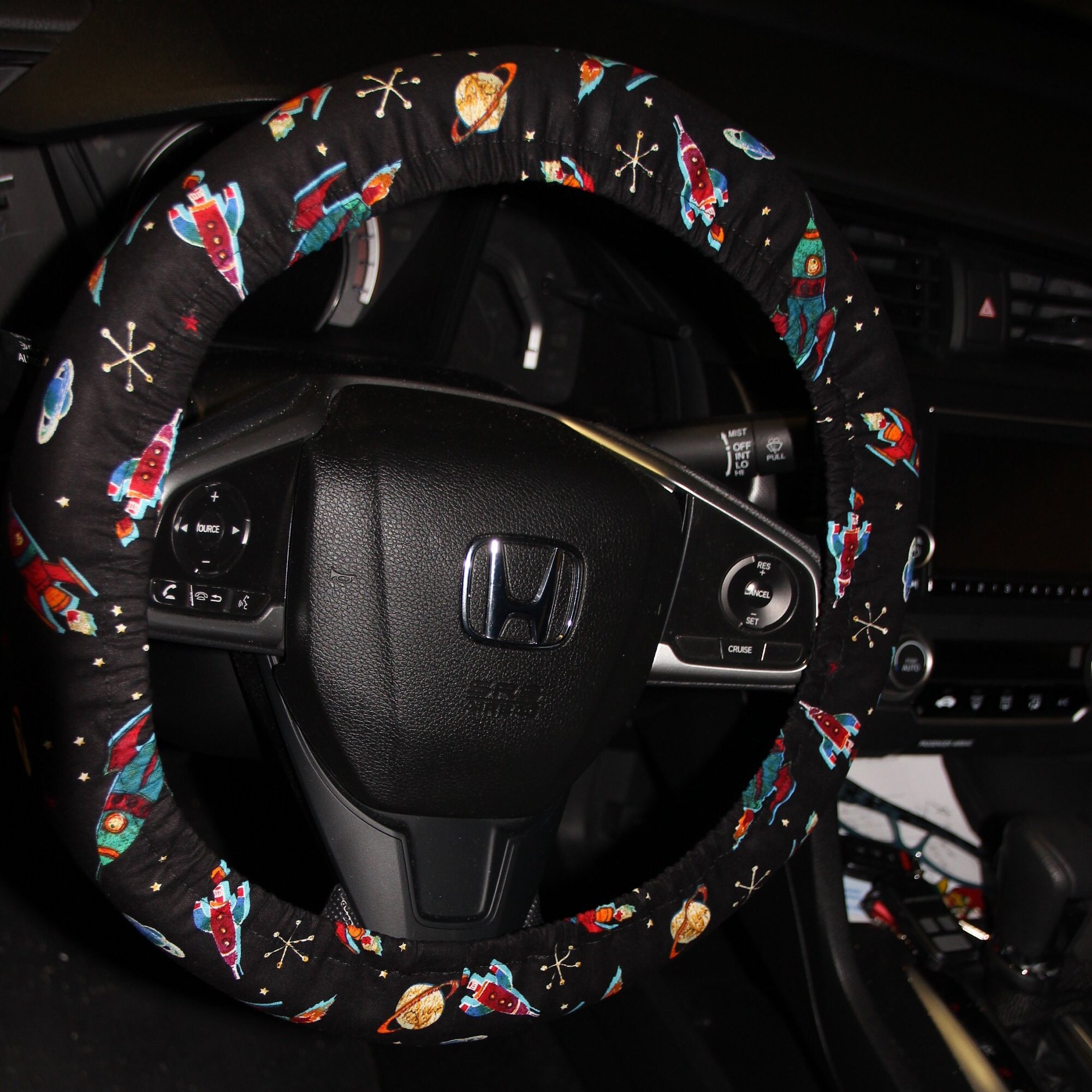 Space Ships steering wheel cover/ Disney prints Black wheel Etsy