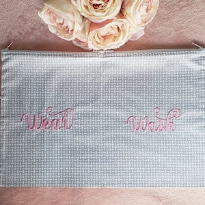 Lingerie travel bag/ Wear & Wash Lingerie Bag/ Grey and white fabric wear and wash bag/ Accessories for Women&#39;s vacations / Laundry bags