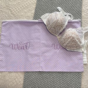 Lingerie travel bag/ Wear & Wash Lingerie Bag/ Grey and white fabric wear and wash bag/ Accessories for Women's vacations / Laundry bags