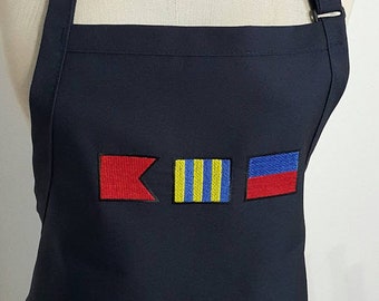 Nautical Alphabet flags / Personalized Aprons / Unisex elegant apron/ Gourmet Gift idea / Birthday gift / Hostess gift idea /Navy Nautical .
