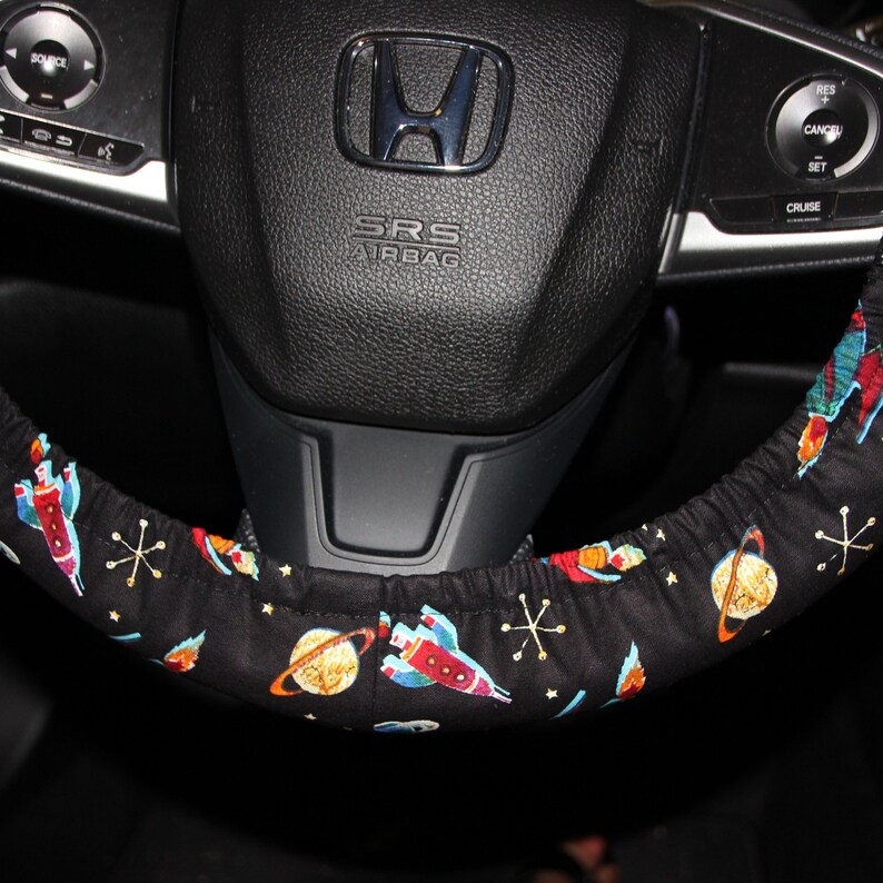 Space Ships Steering Wheel Cover/ Disney Prints, Black Wheel Cover/ Car ...