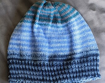 Hand-knit soft, slouchy cotton hat
