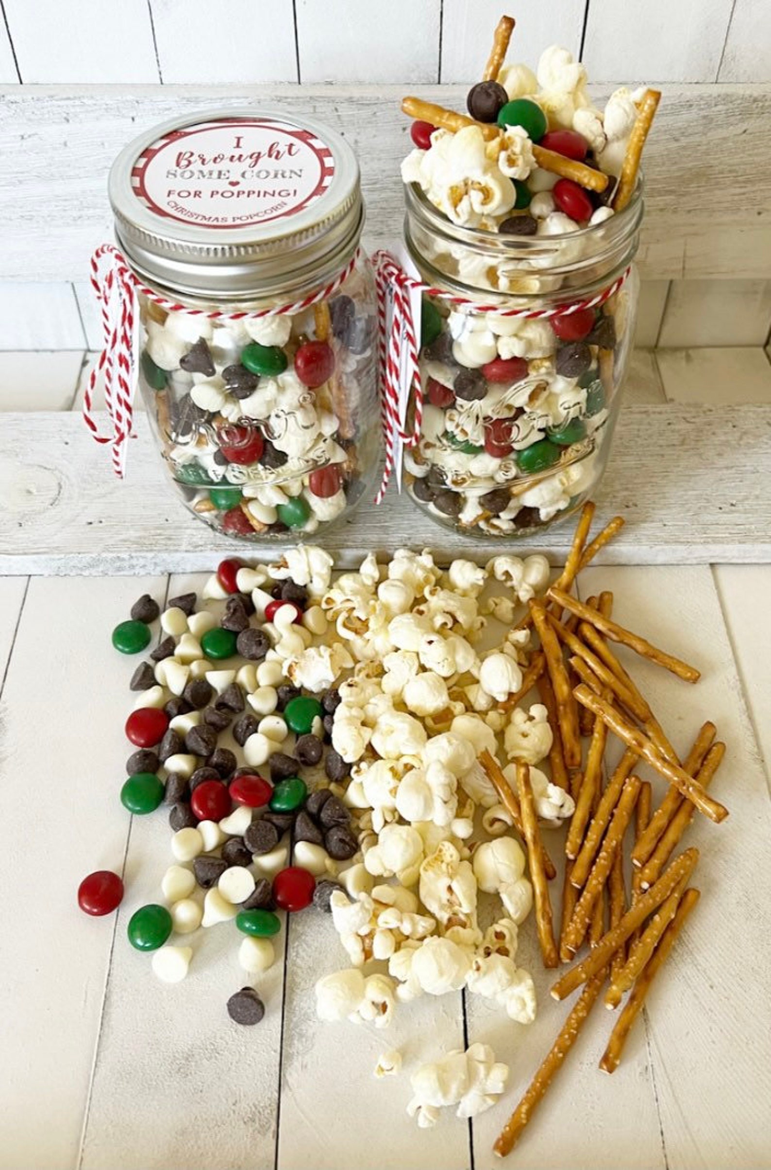 Christmas Popcorn Mix Popcorn Popcorn in a Jar Christmas Etsy