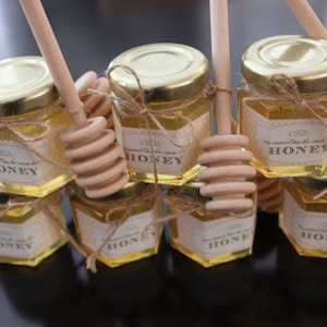 24 Honey Jar Favors 2 oz. with Honey Dippers- Wedding Favors - Party Favors