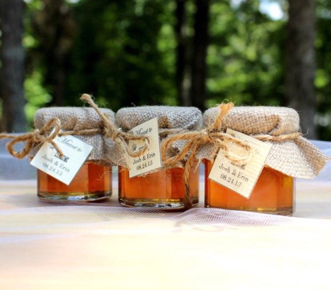 25 Honey Jar Favors 2 Oz. With Honey Dippers Wedding Favors Etsy