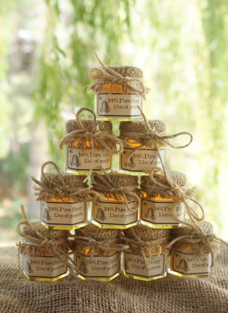 25 Honey Jar Favors 2 Oz. With Honey Dippers Wedding Favors Etsy
