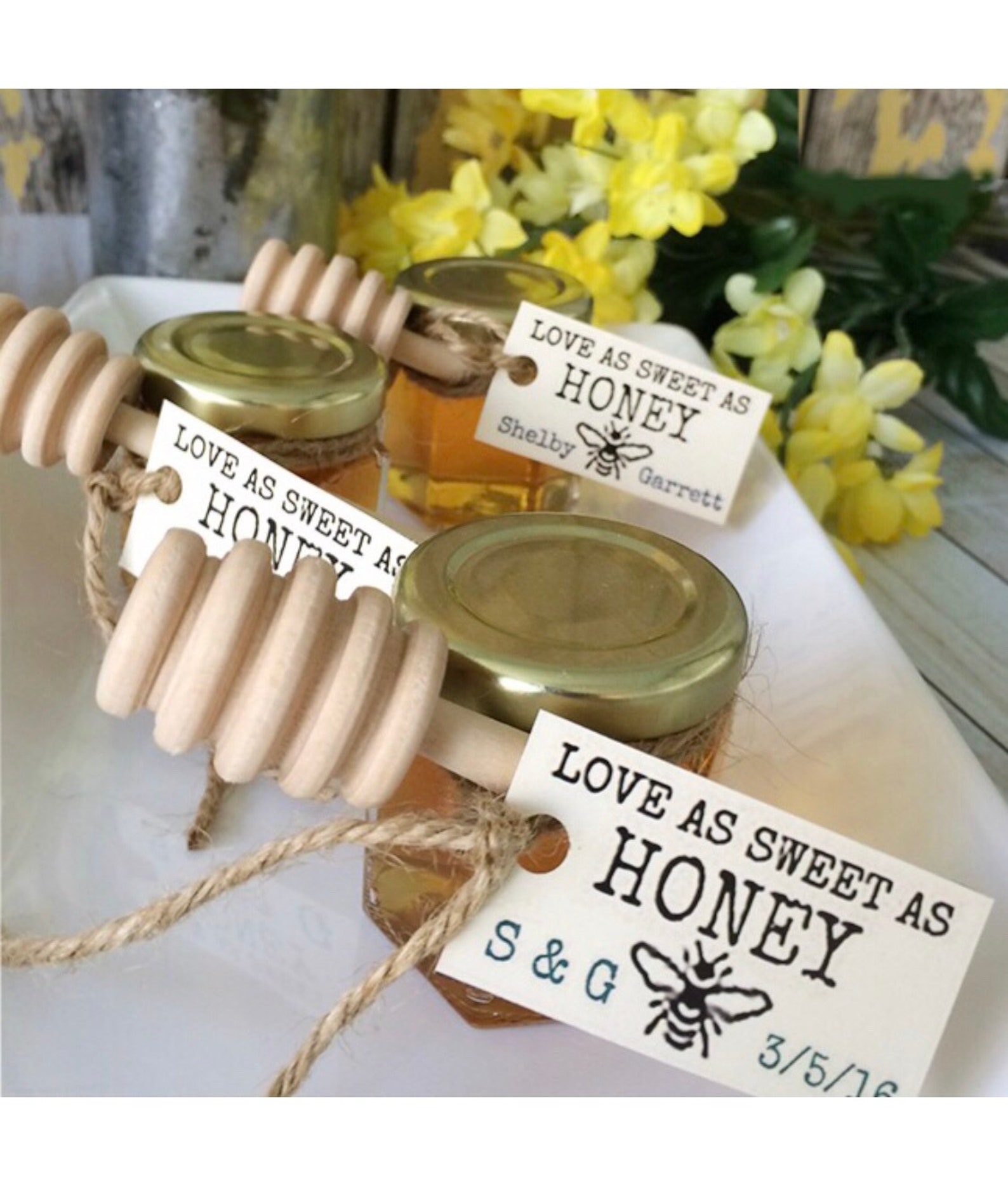 24 Honey Jar Favors 2 Oz. With Honey Dippers Wedding Favors Etsy
