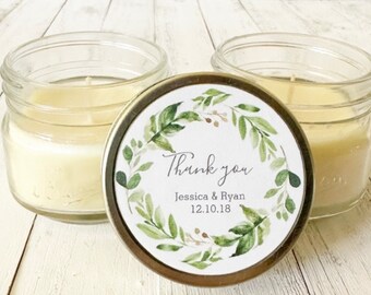 10 - 6 oz. Mason Jar Candle Favors -Wedding Candle Favors - Bridal Shower Favors