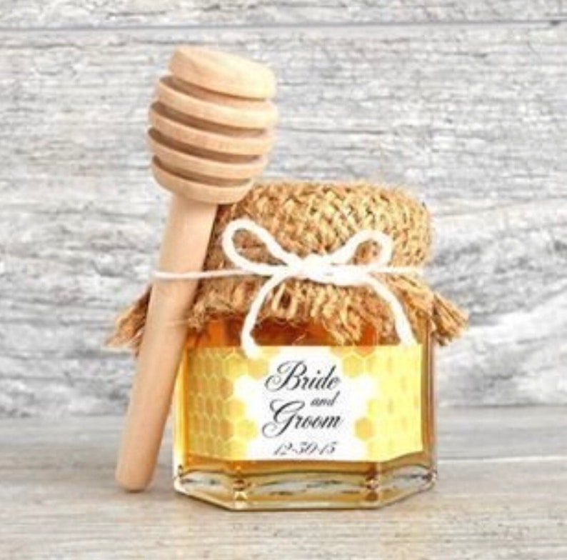 25 Honey Jar Favors 2 Oz. With Honey Dippers Wedding Favors Etsy