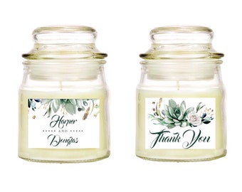 10 - 4 oz. Mini Jar Candle Favors -Wedding Candle Favors - Bridal Shower Favors