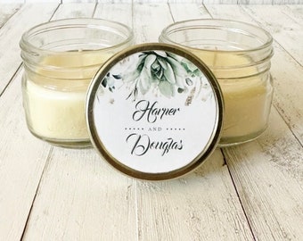 10 - 6 oz. Mason Jar Candle Favors -Wedding Candle Favors - Bridal Shower Favors