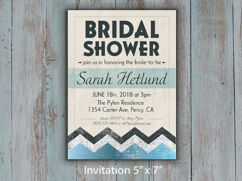 Beach Bridal Shower Invitation DIY Printable Set Aquatic Etsy