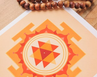Durga Yantra Watercolor Art Print: Sacred Geometry Spiritual Gift
