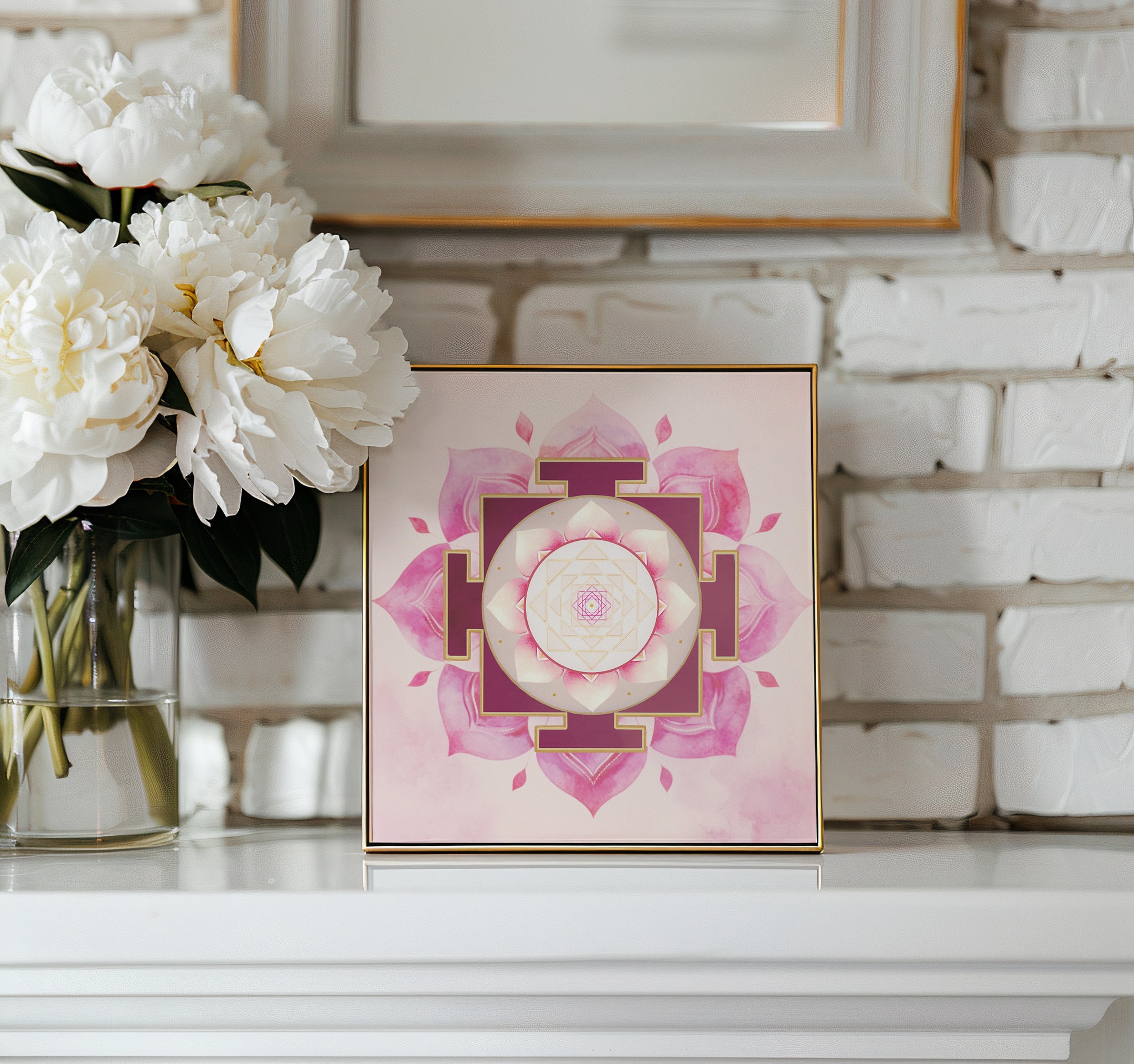 Venus Yantra Framed Art: Sacred Geometry Mandala, Love