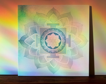 Moon Yantra on Canvas ~ Sacred Geometry, Spiritual Gift, Yantra Painting, Mandala, Yoga Art