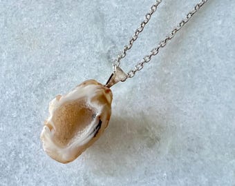 Geode Pendant Necklace: Silver-Plated Chain, Nature Lover Gift