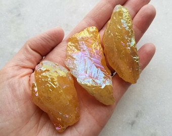 Undrilled Yellow Aura Quartz Point, Dyed Mineral Specimen