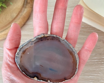 Brown Agate Slice, Natural Geode, Mineral Specimen