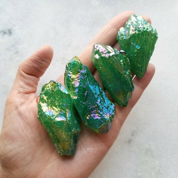 Green Aura Quartz Point, Undrilled Crystal Specimen, Rock Collector Gift