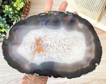 9” EXTRA LARGE Natural Agate Slice, Giant Geode Slice Platter, Agate Slab to Frame