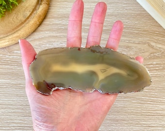 Natural Agate Slice: Long Geode, Mineral Specimen, Rock Lover Gift