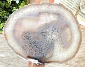 9" Extra Large Natural Agate Slice, Geode Platter, Crystal Slab