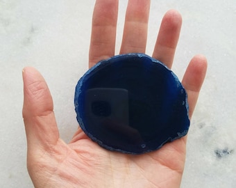 Small Agate Slice, Blue Geode Slice for Home Decor or Rock Collection, Rocks and Crystals Mineral Specimen, Agate Arts and Crafts Supply