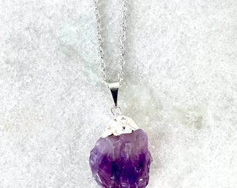 Raw Amethyst Pendant Necklace: February Birthstone Gift